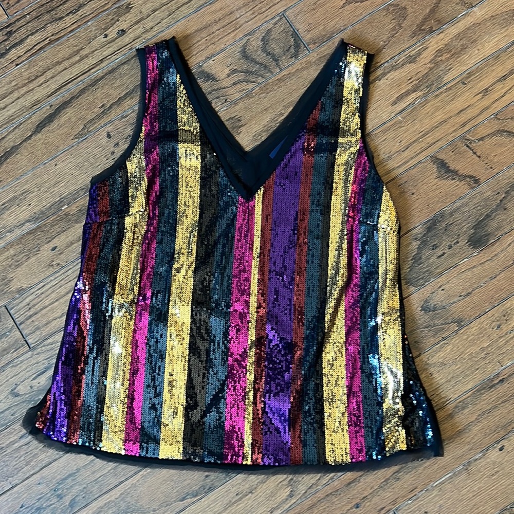 **Multi Color Sequence V-Neck Tank Top**